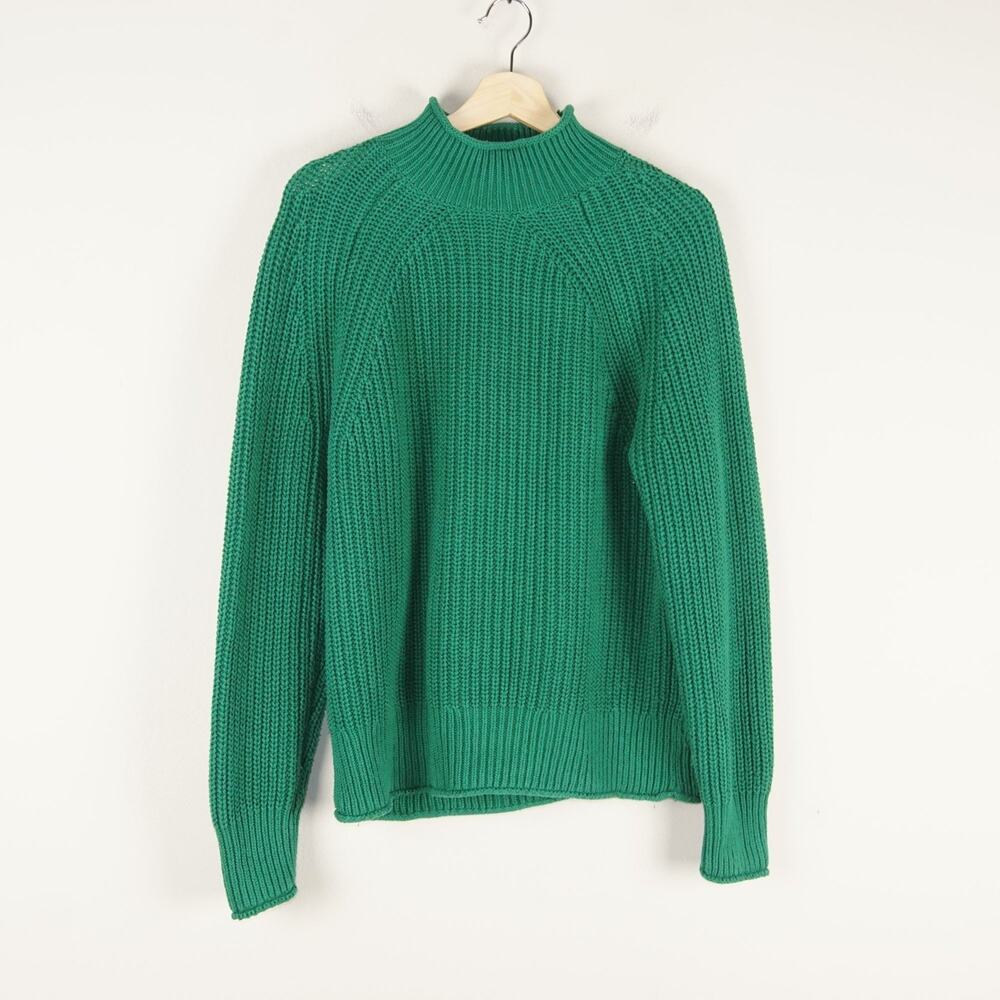 J. Crew Green Ribbed Cotton Sweater